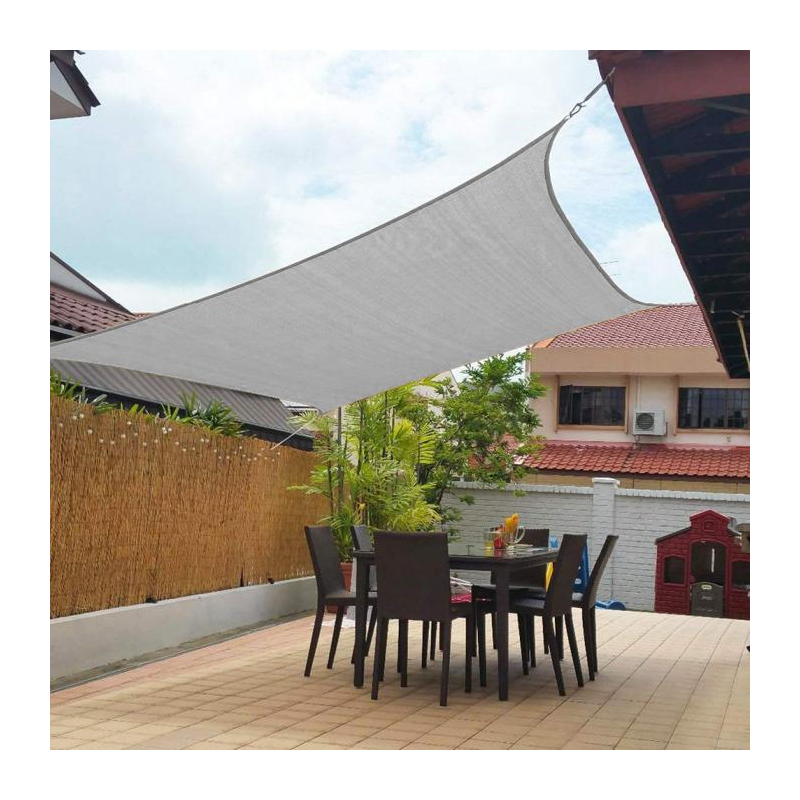 Sluneční plachta - zastínění terasy, balkonu a zahrady čtvercová 5x5 m v grafitově šedé barvě - pevný materiál HDPE