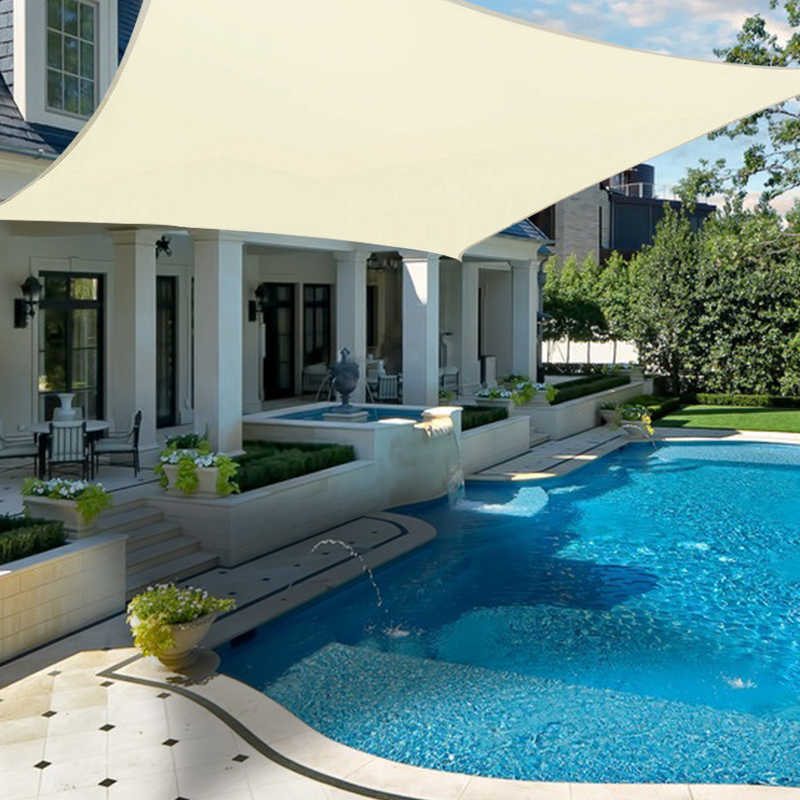 Sluneční plachta - stínící plachta na terasu, balkon a zahradu čtvercová 3x4 m béžová - polyester (voděodolná)
