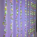 Obraz % s -2x2 m LED světelný závěs s malými zelenými listy, 8 programů, programovatelný, barevný