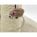 Obraz % s -Škrabadlo, kočičí nábytek se zavěšenou myší na hraní, béžová barva