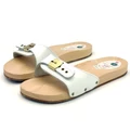 Obraz % s -Italský anatomický pantofel s přezkou na ploché podrážce, pravá kůže, bílý, 43 mm