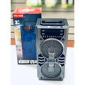 Obraz % s -Bateriově napájený FM rádio bluetooth reproduktor s digitálním displejem, microSD, USB, 2x5W, šedý