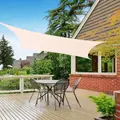 Obraz % s -Sluneční plachta - zastínění terasy, balkonu a zahrady čtvercová 5x5 m v béžové barvě - pevný materiál HDPE