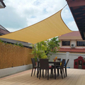 Obraz % s -Sluneční plachta - zastínění terasy, balkonu a zahrady čtvercová 5x5 m v pískové barvě - polyester (voděodolný)