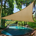 Obraz % s -Sluneční plachta - stínící plachta na terasu, balkon a zahradu trojúhelníková 5x5x5 m v pískové barvě - polyester (voděodolná)
