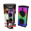 Obraz % s -Bluetooth karaoke reproduktor na baterie s mikrofonem, dálkovým ovládáním a LED světly