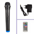 Obraz % s -Bluetooth karaoke reproduktor na baterie s mikrofonem, dálkovým ovládáním a LED světly