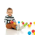 Obraz % s -Plastové míčky v jasných barvách, pro hrací stan, ohrádku, 6,5 cm, sada 100 míčků v síťce