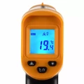 Bezkontaktní infračervený pyrometr, teploměr s LCD displejem, rozsah měření -50-500 °C, napájení bateriemi, černý