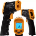 Bezkontaktní infračervený pyrometr, teploměr s LCD displejem, rozsah měření -50-500 °C, napájení bateriemi, černý