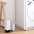 Obraz % s -Elite Home® pevná kovová koupelnová polička s dřevěnou policí nad pračku, bílá - 110 cm