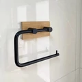 Obraz % s -Nástěnný držák toaletního papíru Elite Home®, bambus + ocel, černý