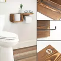 Obraz % s -Dřevěný nástěnný držák toaletního papíru Elite Home® s odkládací poličkou