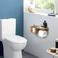 Obraz % s -Dřevěný nástěnný držák toaletního papíru Elite Home® s odkládací poličkou