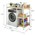Obraz % s -Elite Home® 3úrovňová pevná kovová koupelnová polička s dřevěnými policemi nad pračku, bílá - výška 110 cm