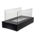 Volně stojící BIO krb pro domácnost a terasu, bez kouře, na bioetanol, se skleněnou stěnou, tepelně izolační vrstvou štěrku, 35 x 18 x 17 cm, černý
