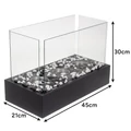 Volně stojící BIO krb pro domácnosti a terasy, bez kouře, na bioetanolové biopalivo, se skleněnou stěnou, tepelně izolační vrstvou štěrku, 45 x 30 x 21 cm, černý
