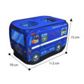 Obraz % s -Dětský stan na hraní se vzorem policejního auta, textilní nosič, 112x70x75 cm, modrý