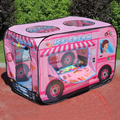 Obraz % s -Dětský stan na hraní se vzorem zmrzlinového vozíku, s textilním nosičem, 112x70x75 cm, růžový