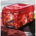Obraz % s -Dětský stan na hraní s motivem hasičského auta, textilní nosič, 112x70x75 cm, červený
