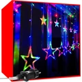 venkovní světelný závěs s 8 programy, 138 LED, motivy hvězd, barevné světlo, 2,5 m