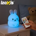 Rabbit LED interaktivní měnící barvy RGB noční lampička pro děti ve tvaru králíčka, s dálkovým ovládáním světelných efektů a časovačem, silikon