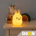 Rabbit LED interaktivní měnící barvy RGB noční lampička pro děti ve tvaru králíčka, s dálkovým ovládáním světelných efektů a časovačem, silikon
