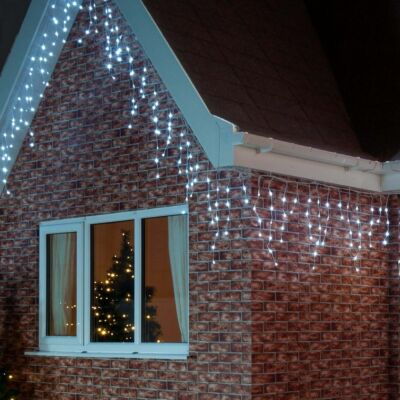 180 LED 8 programový vánoční rampouchový světelný řetěz, 8,5 m - studená bílá