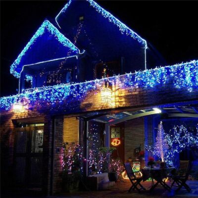 180 LED 8 programových vánočních světel s 8,5 m dlouhým řetězem žárovek - modré