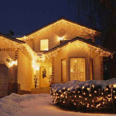 180 LED 8 programový vánoční rampouchový světelný řetěz, 8,5 m - teplá bílá