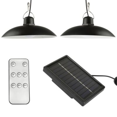 2 závěsná retro solární LED světla s dálkovým ovládáním a solárním panelem