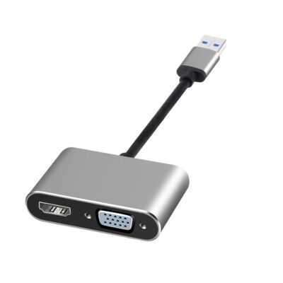 Převodník USB2.0 - adaptér HDMI/VGA, + 3,5 mm jack konektor