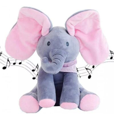 Interaktivní, mluvící, hudební, pípající plyšový slon, růžový