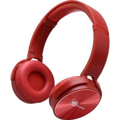 Stereofonní sluchátka Falcon, drátová, červená, YM-552