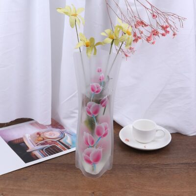 Plastová skládací váza s květinovým vzorem 28 cm