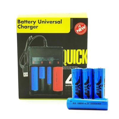 i4 ACD USB univerzální nabíječka Li-Ion baterií, nabíječka baterií AA, AAA, 18650 atd
