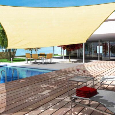 Sluneční plachta - zastínění terasy, balkonu a zahrady čtvercová 3x4 m béžová - pevný materiál HDPE