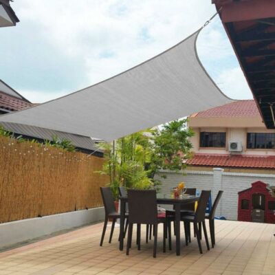 Sluneční plachta - zastínění terasy, balkonu a zahrady čtvercová 5x5 m v grafitově šedé barvě - pevný materiál HDPE
