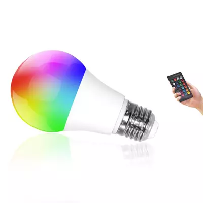 Dálkově ovládaná RGBW LED 10W žárovka E27 s barevným a bílým světlem