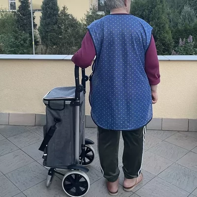 Skládací multifunkční nákupní vozík na kolečkách s odnímatelnou taškou přes rameno, objem 40 l, šedý