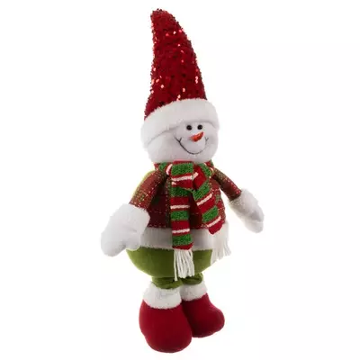 Vánoční textilní teleskopická figurka sněhuláka, výška 60-95 cm