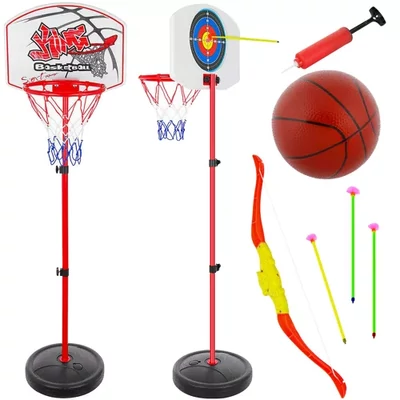 Basketbalový a lukostřelecký set pro děti, 2 v 1, výškově nastavitelný, pro venkovní i vnitřní použití