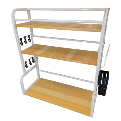 Třípatrový kuchyňský organizér Elite Home® s věšákem a držákem na nože