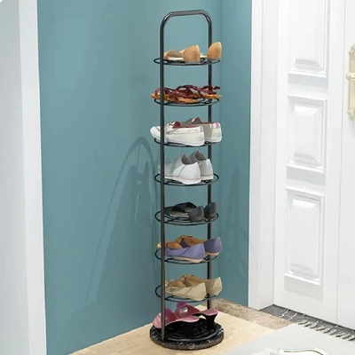 Elite Home® 7patrový botník, ocelová konstrukce, umělá kůže, černý