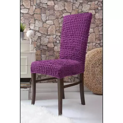 Pružný, elastický potah na jídelní židli, potah na sedadlo, chránič židle, odolný, pratelný, 3 kusy, fialový