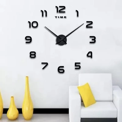 Nástěnné hodiny pro kutily, půdní styl, s černými barevnými číslicemi, samolepicí, velikost pro upevnění 60-130 cm