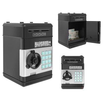 Elektrický trezor s kódem PIN pro děti, na sběr papíru a mincí, na baterie
