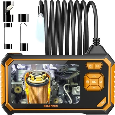 Endoskopická kamera s 4,3" LCD displejem, LED světlem, předřadníky, připojení micro USB, vodotěsná, 5 m