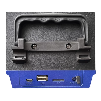 Akumulátorový FM rádio bluetooth reproduktor s digitálním displejem, microSD, USB, 2x5W, modrý
