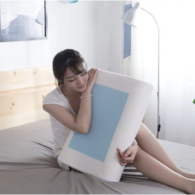 Polštář z paměťové pěny, krční polštář, relaxační polštář s gelovou výplní, potah na zip, 35×55 cm, bílý
